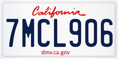 CA license plate 7MCL906