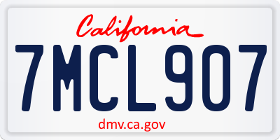 CA license plate 7MCL907