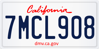 CA license plate 7MCL908