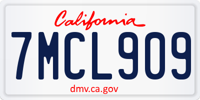 CA license plate 7MCL909