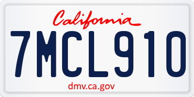 CA license plate 7MCL910