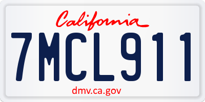 CA license plate 7MCL911