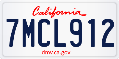 CA license plate 7MCL912