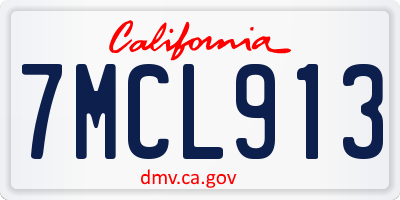 CA license plate 7MCL913