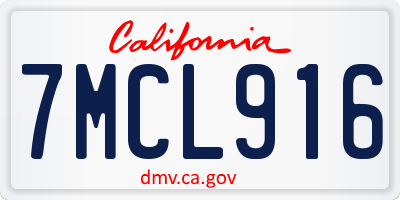 CA license plate 7MCL916