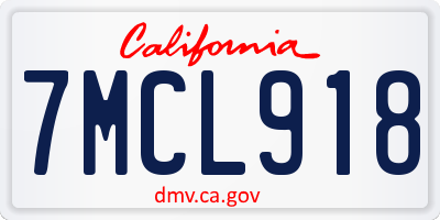 CA license plate 7MCL918