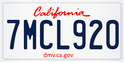 CA license plate 7MCL920