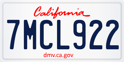 CA license plate 7MCL922