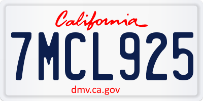CA license plate 7MCL925