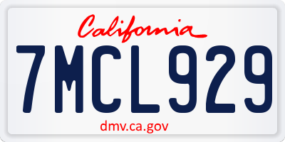 CA license plate 7MCL929