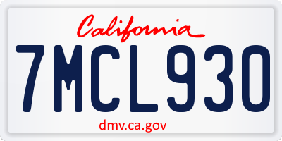 CA license plate 7MCL930