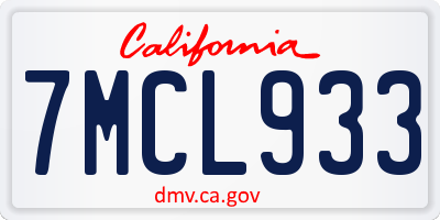 CA license plate 7MCL933