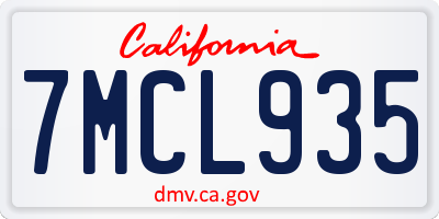 CA license plate 7MCL935