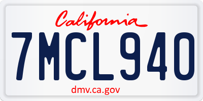 CA license plate 7MCL940