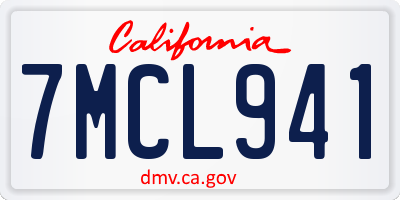 CA license plate 7MCL941