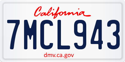 CA license plate 7MCL943