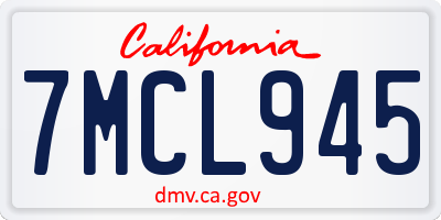 CA license plate 7MCL945