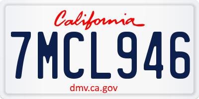 CA license plate 7MCL946