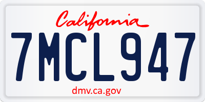 CA license plate 7MCL947
