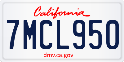 CA license plate 7MCL950