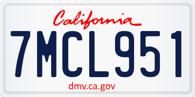 CA license plate 7MCL951