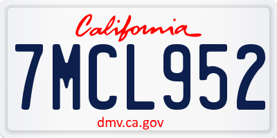 CA license plate 7MCL952