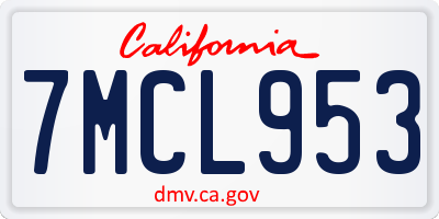 CA license plate 7MCL953