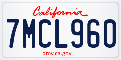 CA license plate 7MCL960