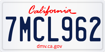 CA license plate 7MCL962