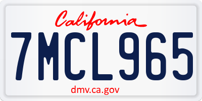 CA license plate 7MCL965