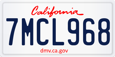 CA license plate 7MCL968