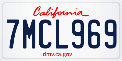 CA license plate 7MCL969