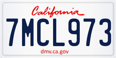 CA license plate 7MCL973