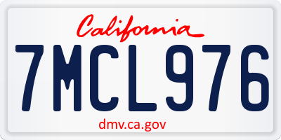 CA license plate 7MCL976