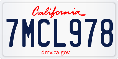 CA license plate 7MCL978
