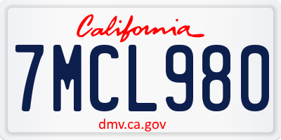 CA license plate 7MCL980