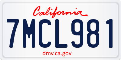 CA license plate 7MCL981