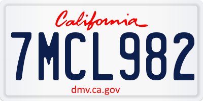 CA license plate 7MCL982