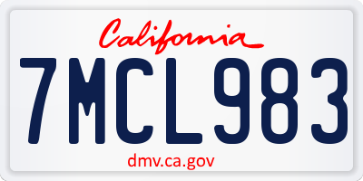 CA license plate 7MCL983
