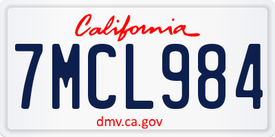 CA license plate 7MCL984