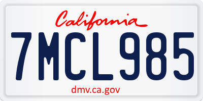 CA license plate 7MCL985