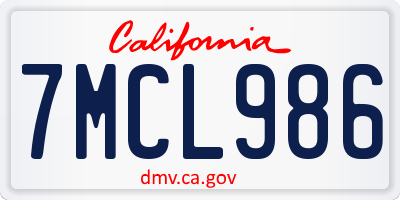 CA license plate 7MCL986