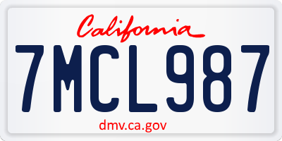 CA license plate 7MCL987