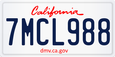 CA license plate 7MCL988