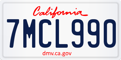 CA license plate 7MCL990