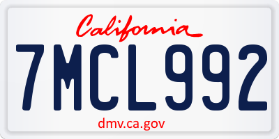 CA license plate 7MCL992
