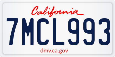 CA license plate 7MCL993