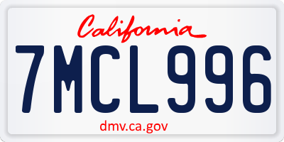 CA license plate 7MCL996