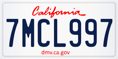 CA license plate 7MCL997
