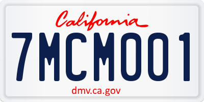 CA license plate 7MCM001